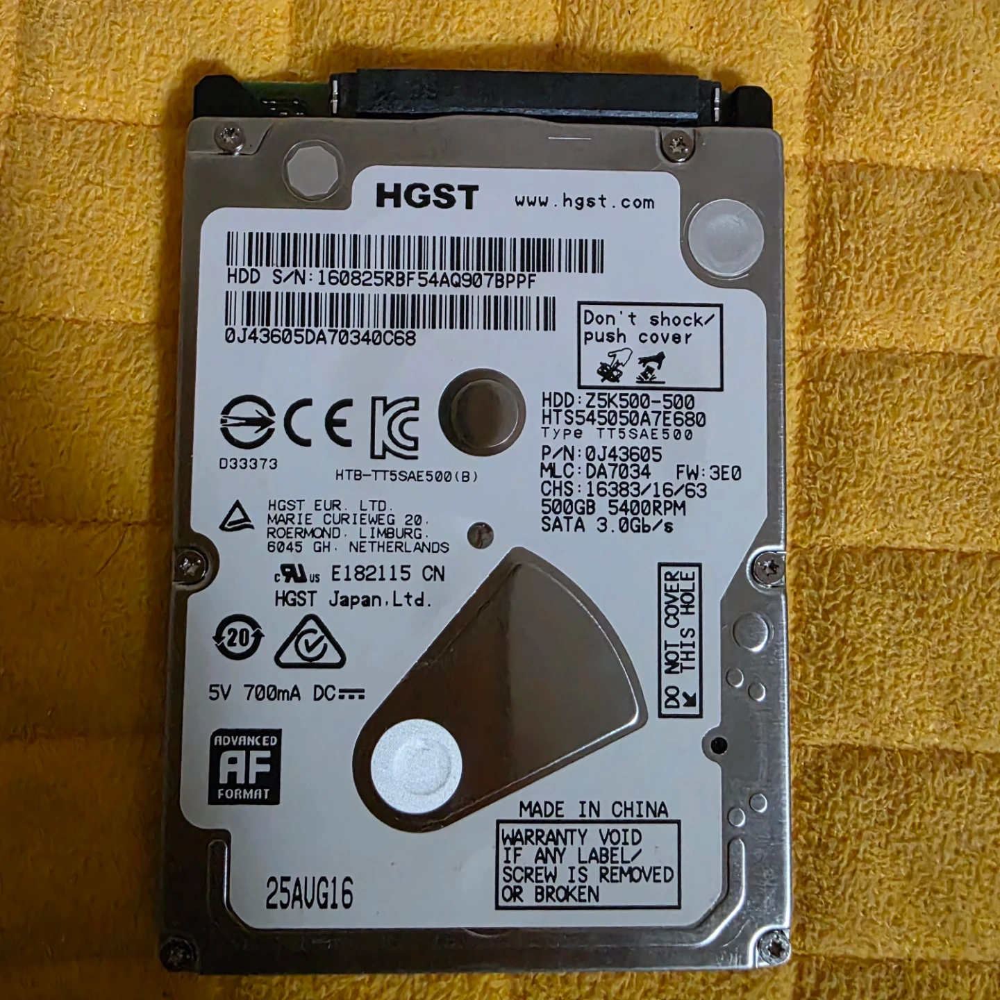 HGST 500GB 2.5인치 플스4 노트북용 HDD