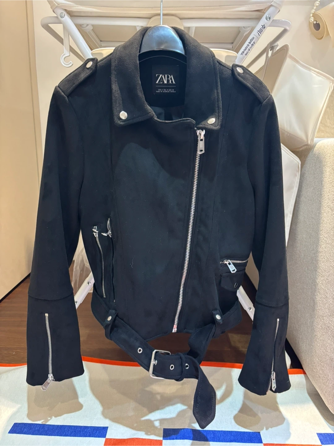 ZARA 블랙 스웨이드 라이더 자켓 M