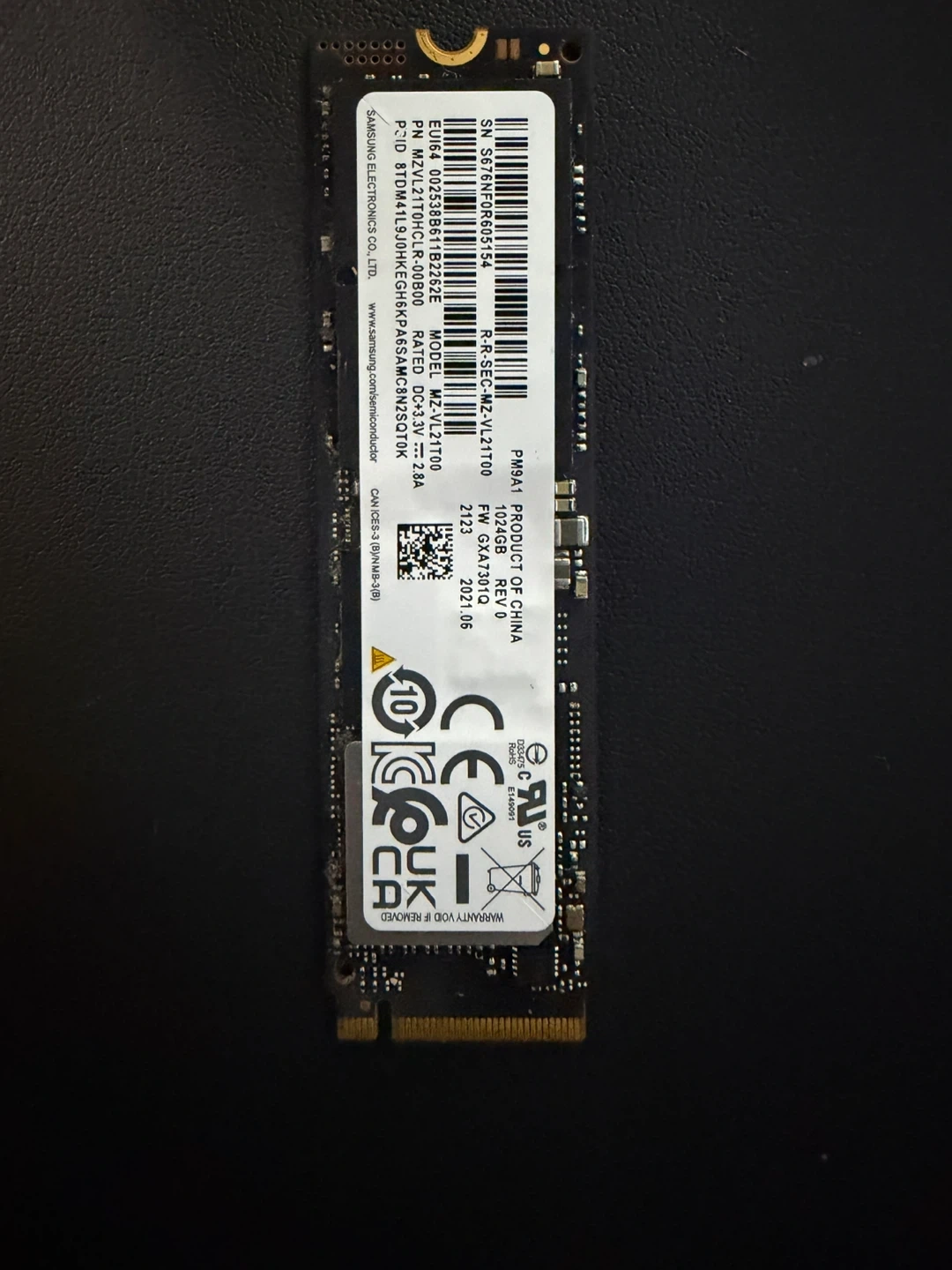 삼성 PM9A1 NVMe SSD 1TB 디램있음
