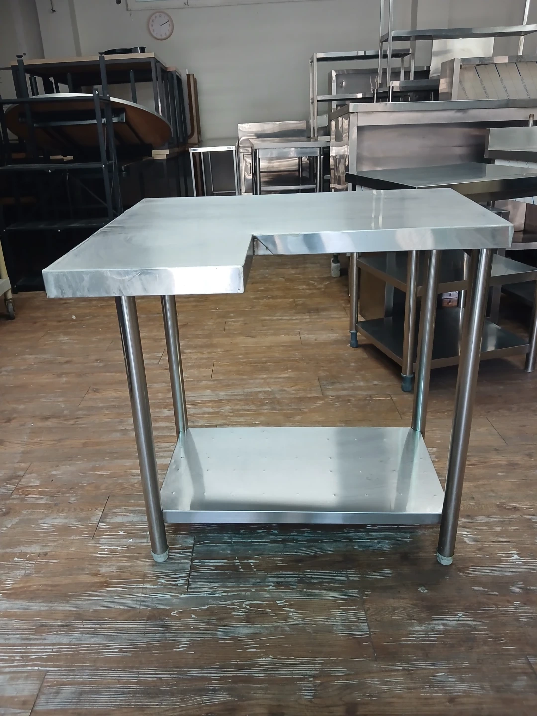 스텐 L자 작업대 2단 76×43(~65)×80
