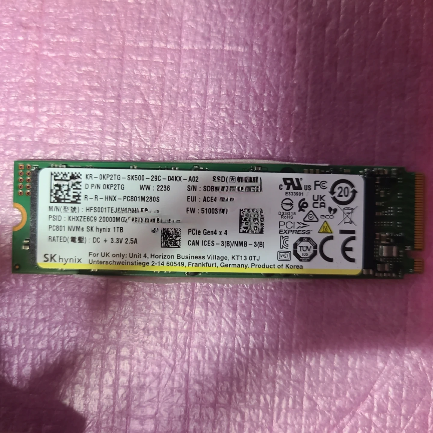하이닉스 PC801(플레티넘 P41동일) NVMe 1TB