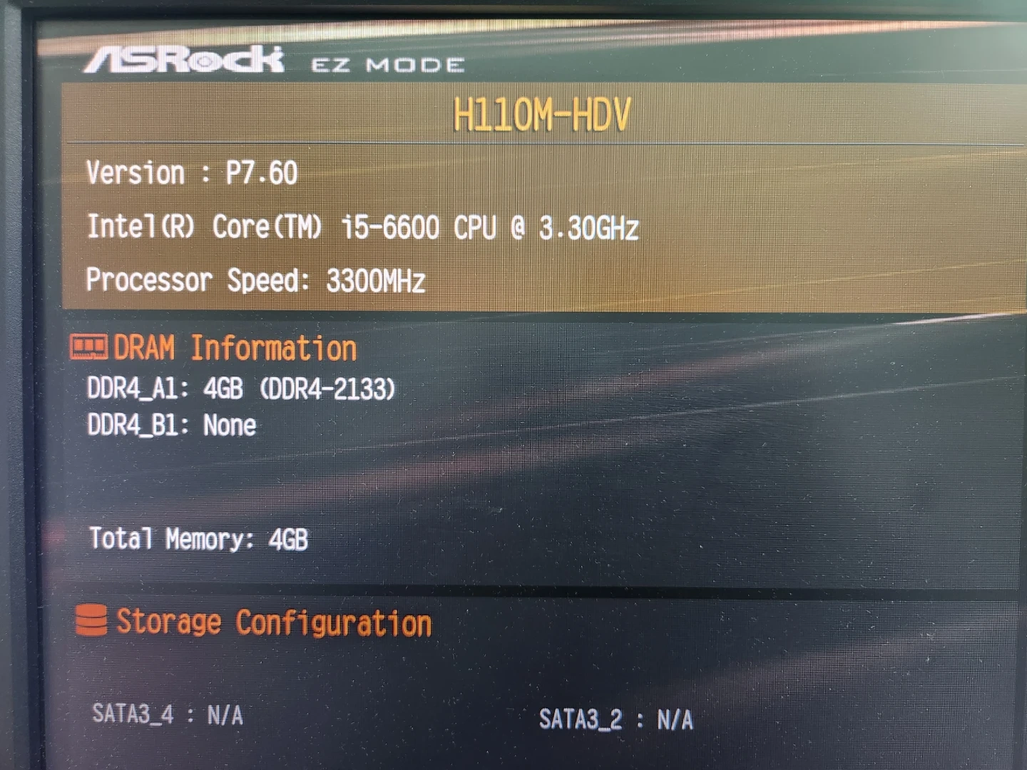 i5-6600 + ASRock H110M-HDV 메인보드