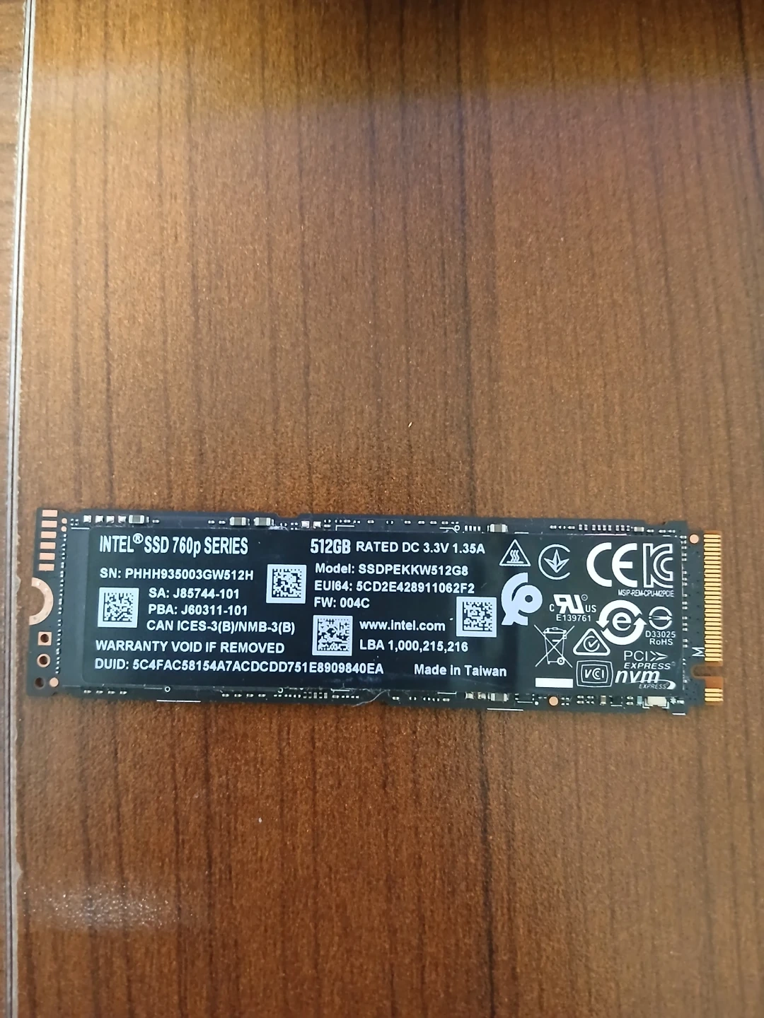 인텔 SSD 760p 512GB NVMe M.2