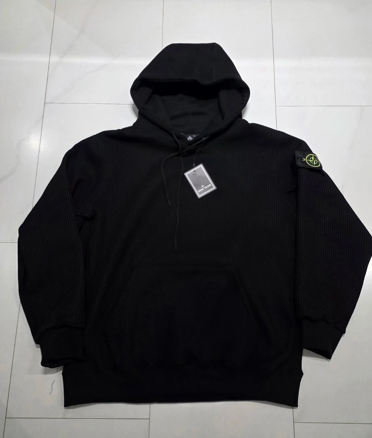 (새상품) 스톤아일랜드 블랙 와플 니트 후드티셔츠 (2XL, 110)
