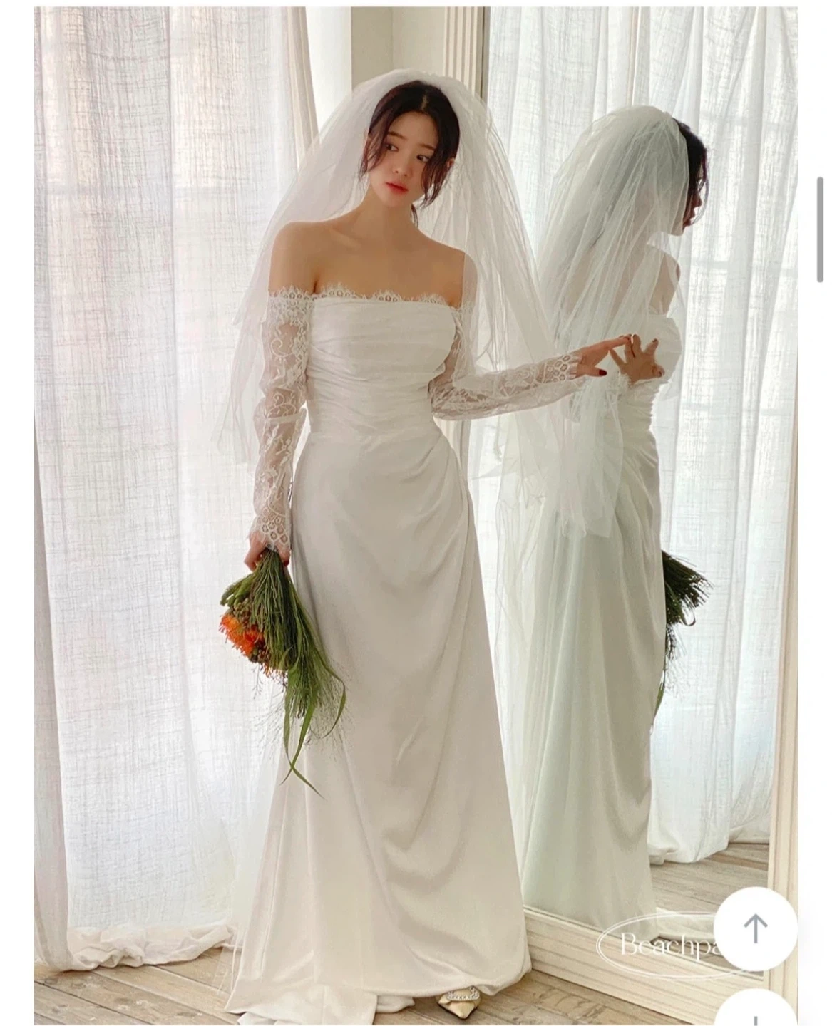 비치팜 로렌느 웨딩드레스 XL - 스트레이트체형 통허리 예신츄천..
