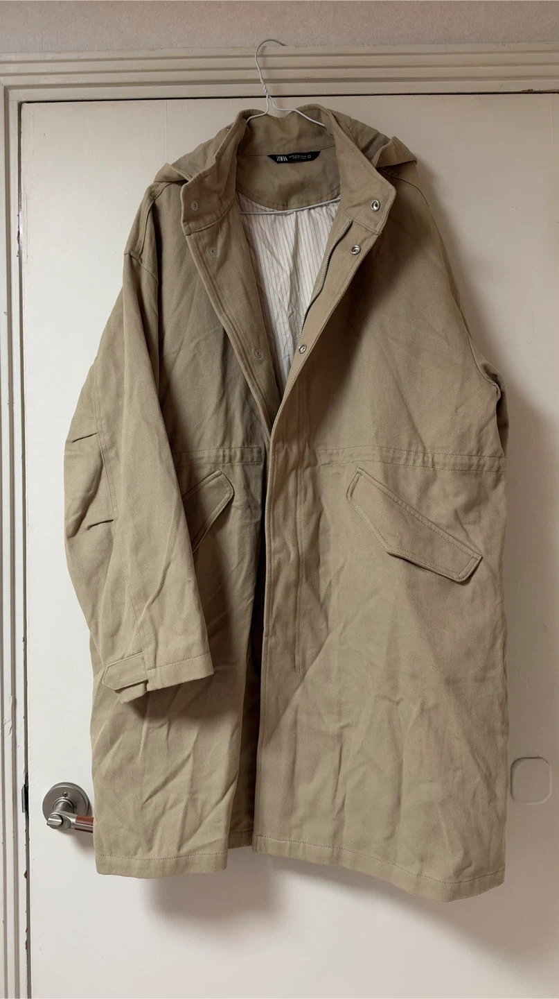 빈티지 ZARA 베이지 후드 야상코트 xl
