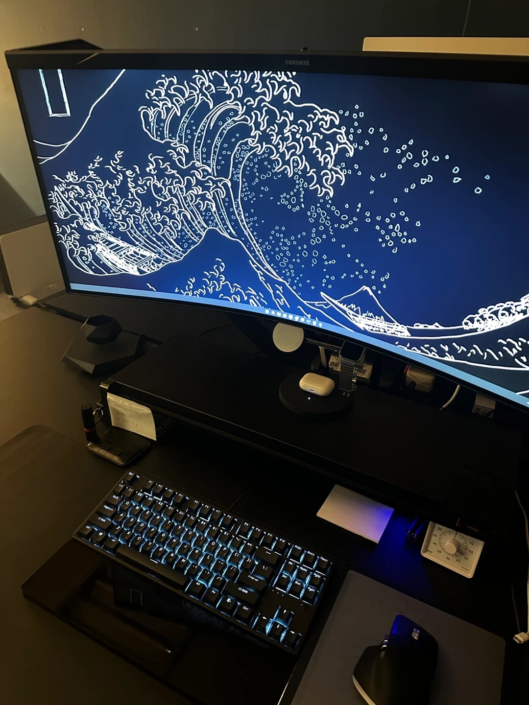 삼성 오디세이 G5 34인치 커브드 모니터 + 펠로우즈 모니터암