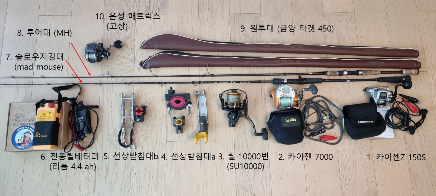 중고 전동릴 카이젠Z150S 등 낚시용품 팝니다.