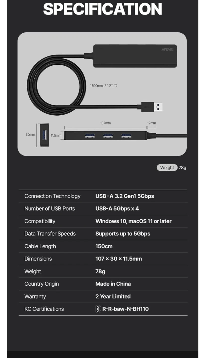 4 in 1 USB-A 멀티허브 BH110 미개봉 새제품 | 디지털기기 | 당근 중고거래