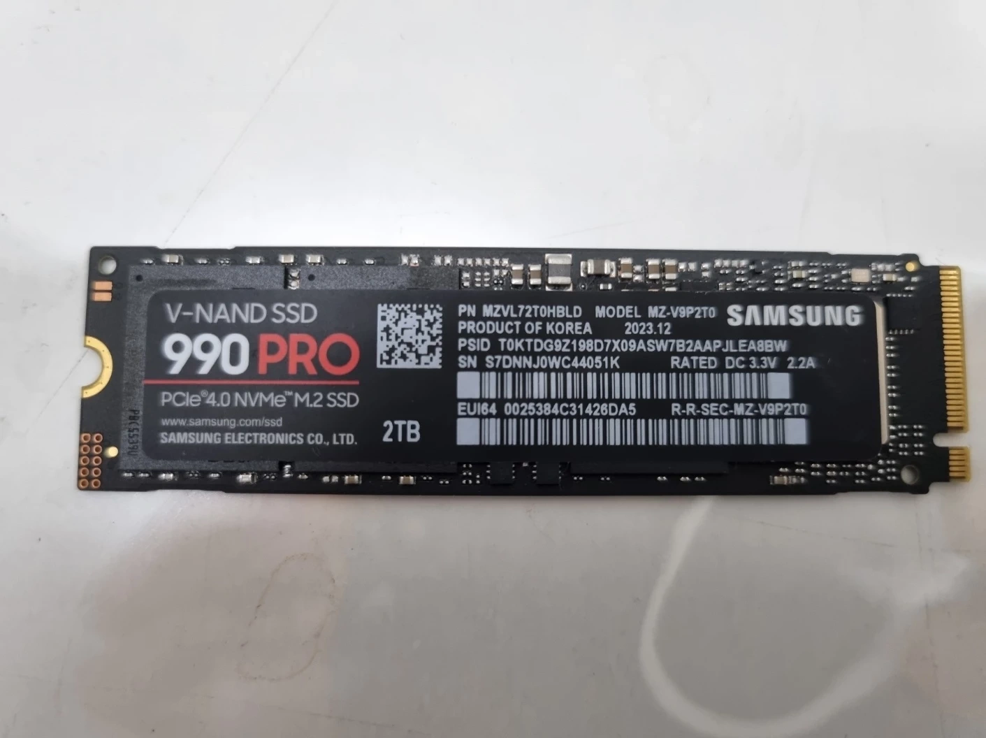 삼성 990 PRO M.2 NVMe SSD 2TB 2029.3월 까지 AS가능
