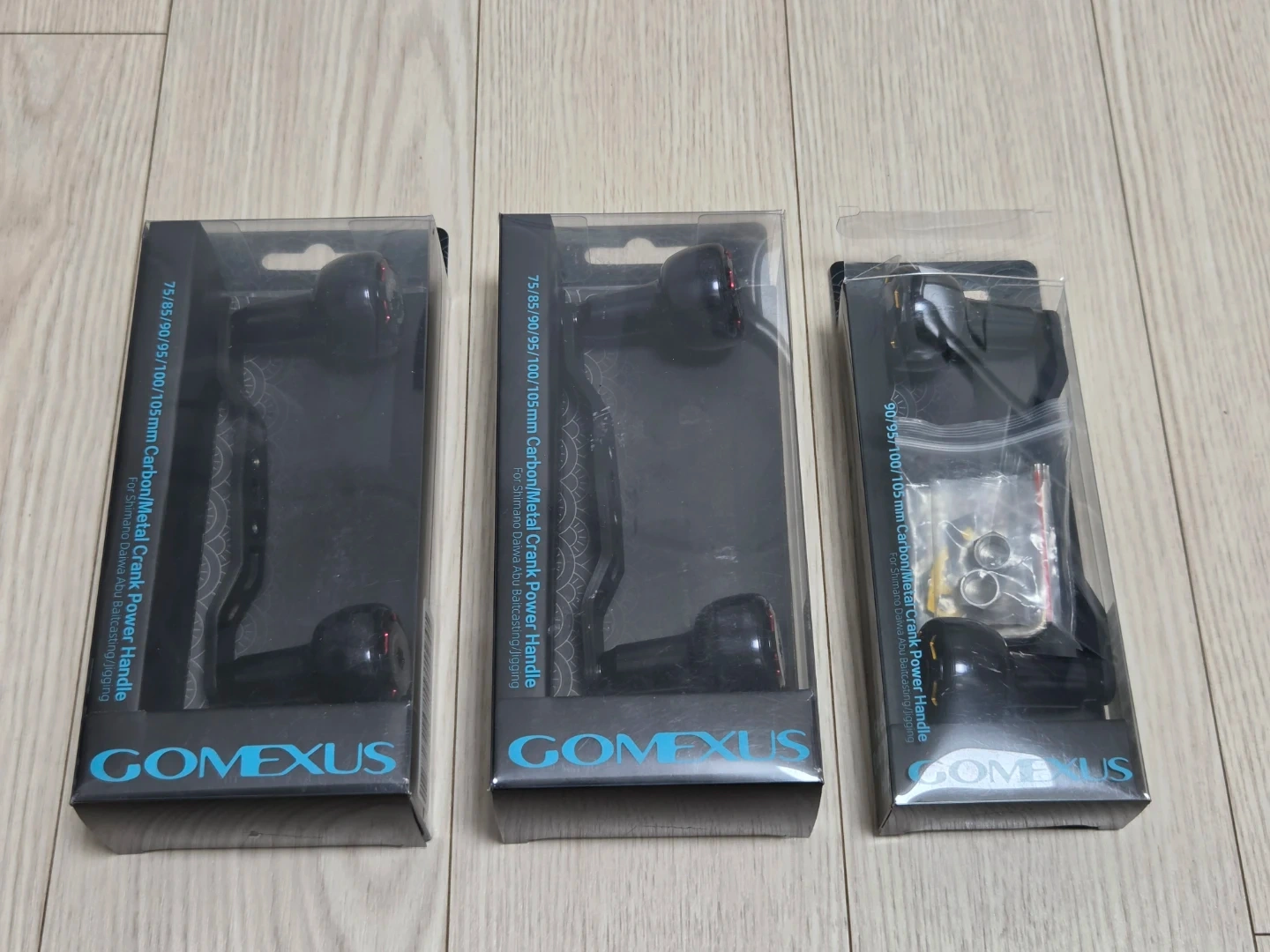 고멕서스(GOMEXUS) 다이와용 105mm 카본 더블핸들 3개 개별 판매(30mm 알루미늄 노브)