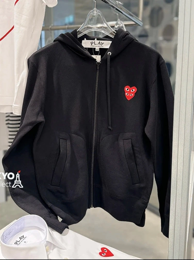 (미개봉새상품) 꼼데가르송 후드 집업 블랙 더블 와펜