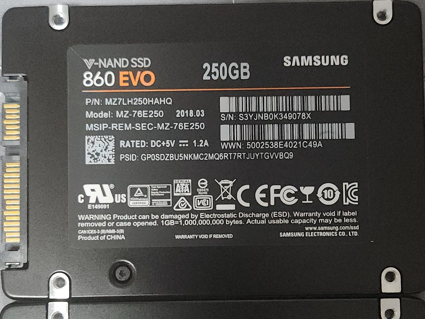삼성 860 EVO 250GB SSD