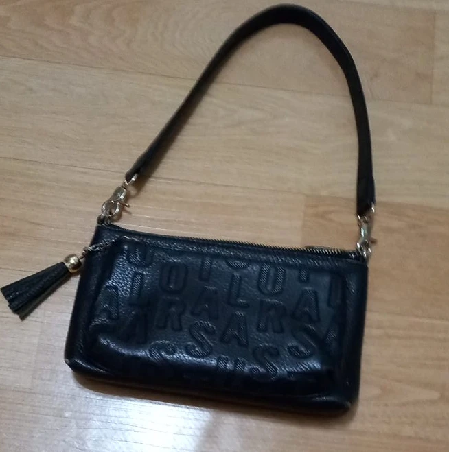 블랙 레더 숄더백