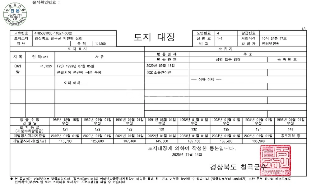경상북도 칠곡군 지천면 토지 사진 1